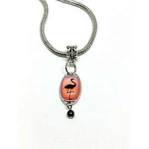 Pink Flamingo Double Sided Vintage Charm Dangle for European Bracelet Tropical